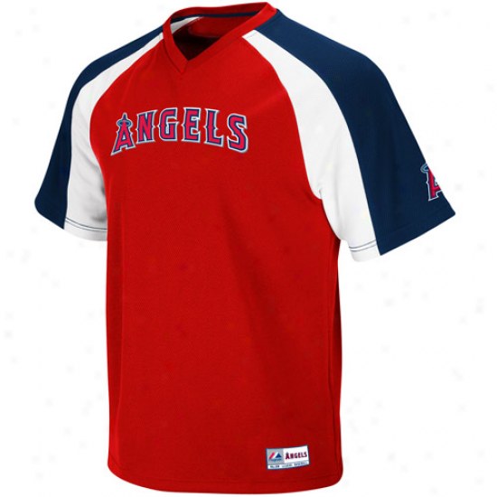 Majestic Los Angeles Anhels Of Anaheim Crusader Pullover Jersey - Red