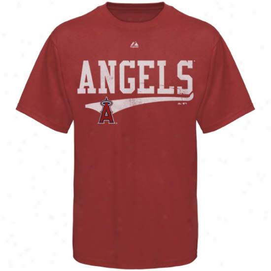 Majestic Los Angeles Angels Of Anaheim Empty Bullpen Pigment Dyed T-shirt - Red