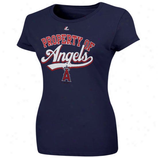 Majestic Los Angeles Angels Of Anaheim Ladies Emerald V-neck Premium T-shirt - Red-white