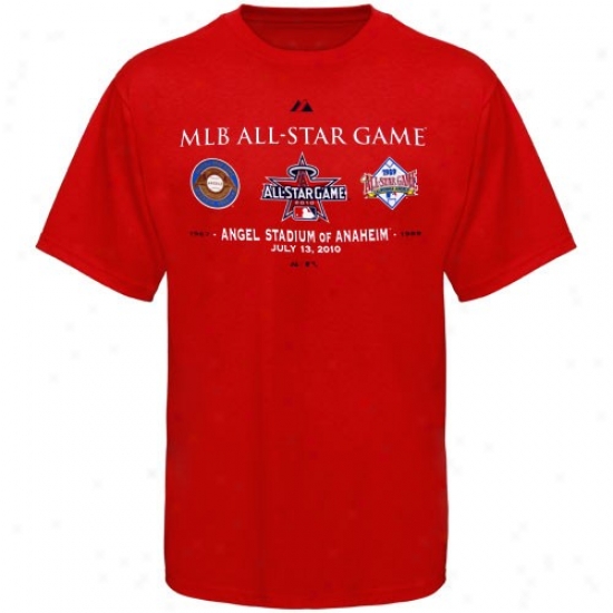 Majestic Los Angeles Angels Of Anaheim Red 2010 Mlb All-star Game History T-shirt