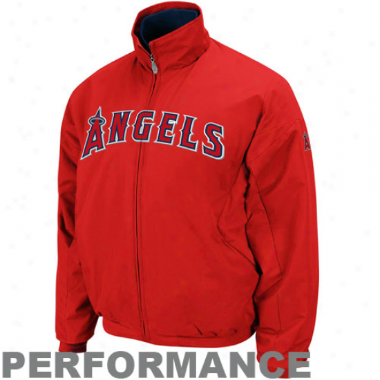 Majestic Los Angeles Angels Of Anaheim Red Therma Base Tripple Top  Premier Full Zip Jacket