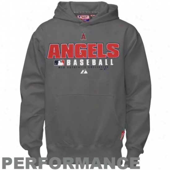 Majestic Los Angeles Angels Of Anaheim Youth Charcoal Ac Classi cTherma Base Playing Hoody Sweatshirt