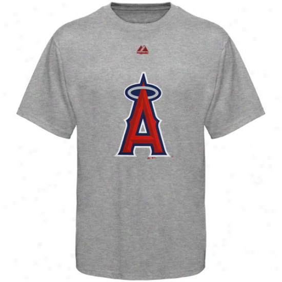 Majestic Los Angeles Angels Of Anaheim Youth Ash Soft Density Official Logo T-shirt