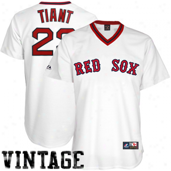 Majestic Luis Tiant Boston Red Sox Replica Cooperstown Throwback Jersey - White