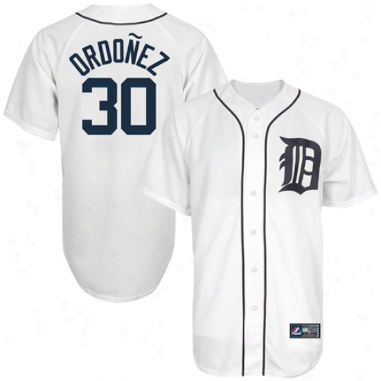 Majestic Magglio Ordonez Detroit Tigers Replica Jersey - White