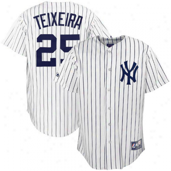 Majestic Mark Teixeira New Yofk Yankees Youth Replica Screen Jersey - Wihte