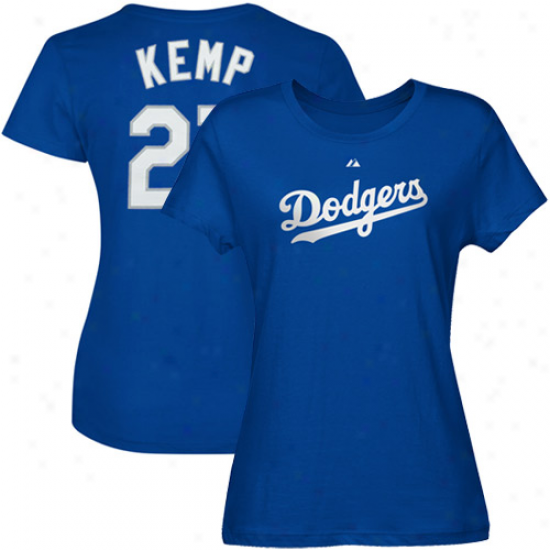 Majestic Matt Kemp L.a. Dodgers Ladies #27 Player T-shirt - Dodger Blue