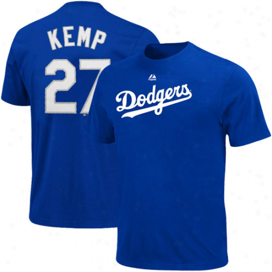 Majestic Matt Kemp L.a. Dodgers Youth Ppayer T-shirt - Royal Blue