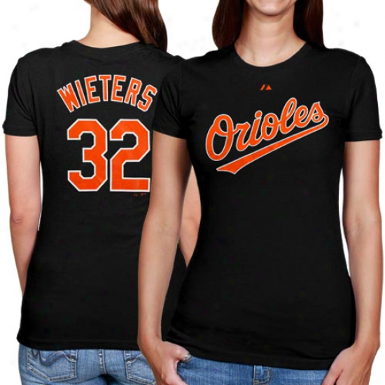 Majestic Matt Wieters Baltimore Orioles #32 Ladies Player T-shirt - Black
