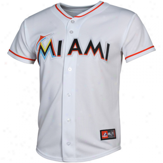 Majestic Miami Marlins Replica Screen Jersey - White