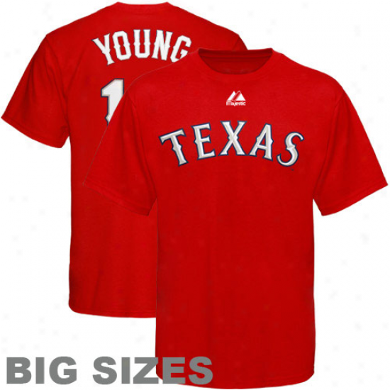 Majestic Michael Youthful Texas Rangers #10 Player Big Sizew T-shirt - Red