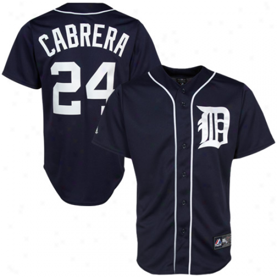 Majestic iMuel Cabrera Detroit Tigers #24 Replica Jersey - Ships of war Blue