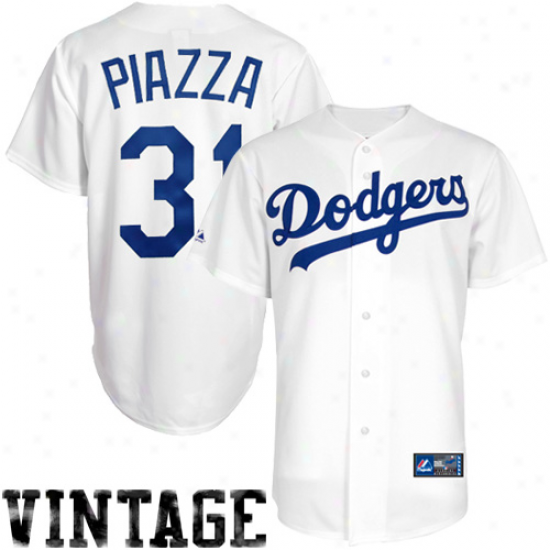 Majestic Mika Piazza L.a. Dodgers Replica Jersey - White