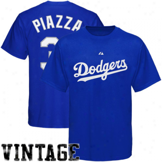 Majestic Mike Piaaza L.a. Dodgers #31 Cooperstown Player T-shirt - Royal Blue