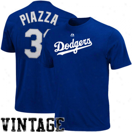 Majestic Mike Piazza L.a. Dodgers Youth #31 Cooperstown Player T-shirt - Royal Blue