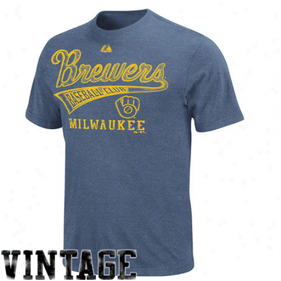 Majestic Milwaukee Brewers All Club Heathered T-shirt - Royal Blue