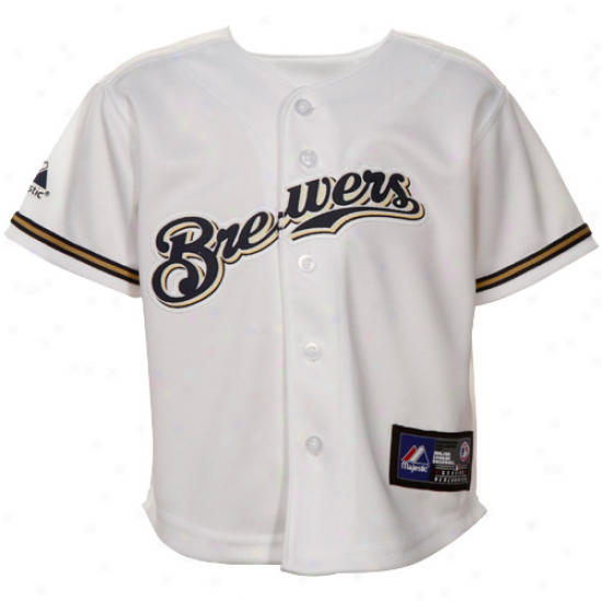 Majestic Milsaukee Brewers Babe Replica Jersey - White