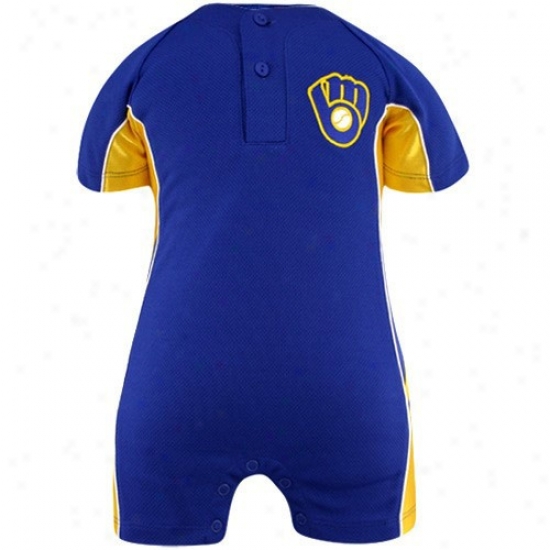 Majestic Milwaukee Brewers Infant Royal Blue Mesh Dazzle Romper