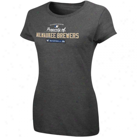 Majestic Milwaukee Brewers Ladies Charcoal Property Of T-shirt