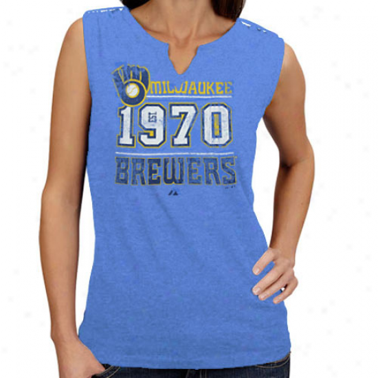 Majestic Milwaukee Brewers Ladies Light Blue Cooperstown Circus Catch T-shirt