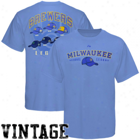 Majestic Milwaukee Brewers Light Blue Nostalgia Vintage T-shirt