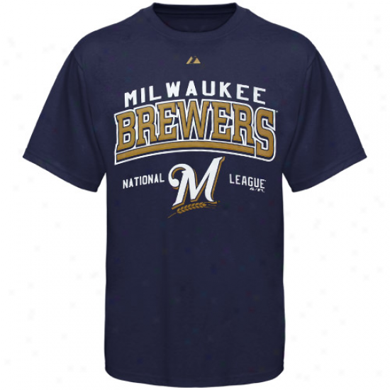 Majestic Milwaukee Brewers Navy Blue Built Legacy T-shirt