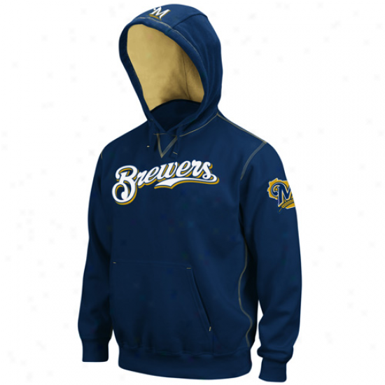 Majestic Milwaukee Brewers Navy Blue Golden Child Pullover Hoody Sweatshirt