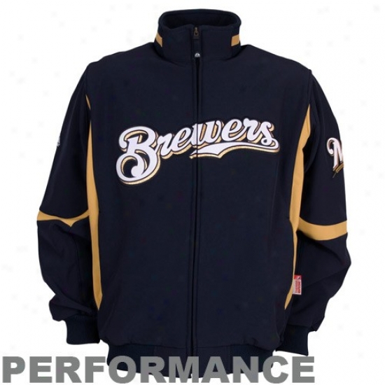 Majestic Milwaukee Brewers Navy Blue Therma Base Premier Elevation Performance Jacket