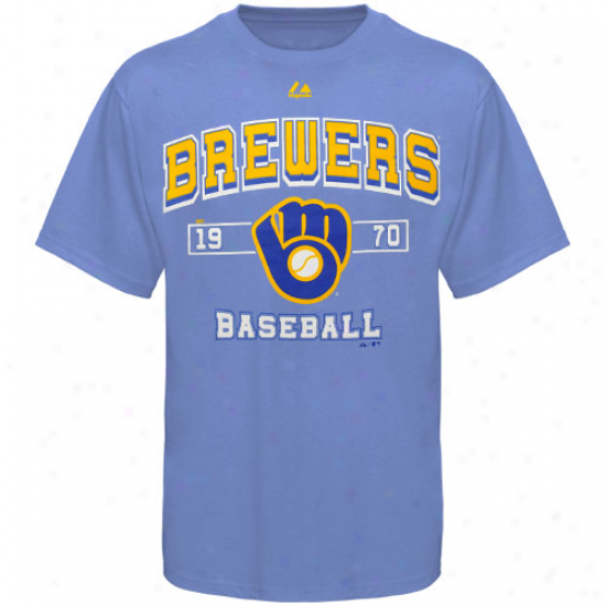 Majestic Milwaukee Brewers Past Time Original T-shirt - Light Blue