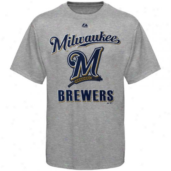 Majestic Milwaukee Brewers Performance Fan T-shirt - Ash