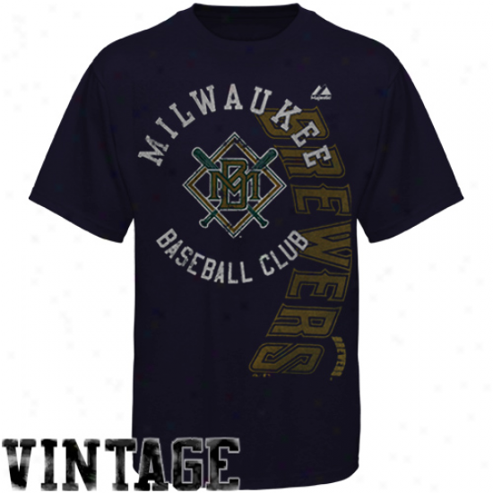 Majestic Milwaukee Brewers Violent Rookie Recent Fif T-shirt - Navy Blue