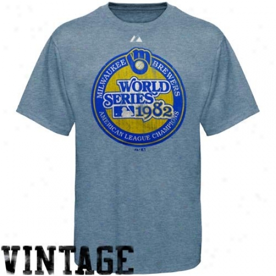 Majestic Milwaukee Brewers Royal Blue Cooperstown Traihing Up Heathered T-shirt