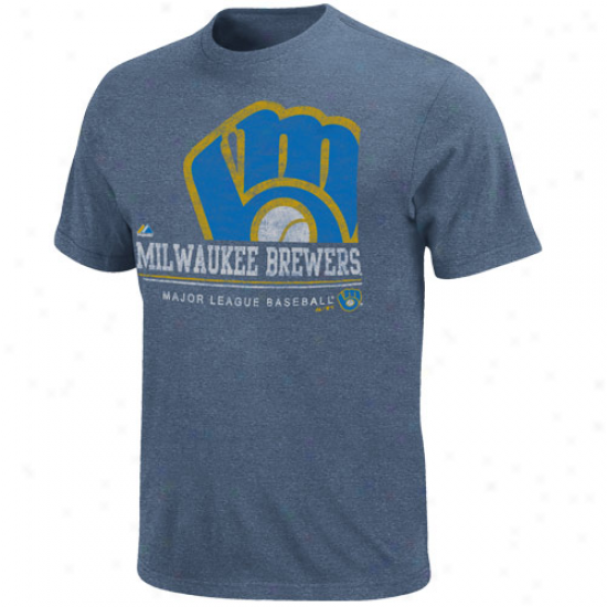 Majestic Milwaukee Brewera Submariner Heathered T-shirt - Sgeel Blue
