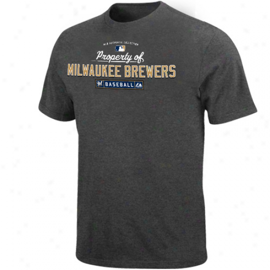 Majestic Milwaukee Brewers Youth Charcoal Property Of T-shirt