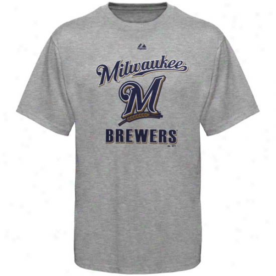 Majestic Milwaukee Brewers Youth Performance Fan T-shirt - Ash