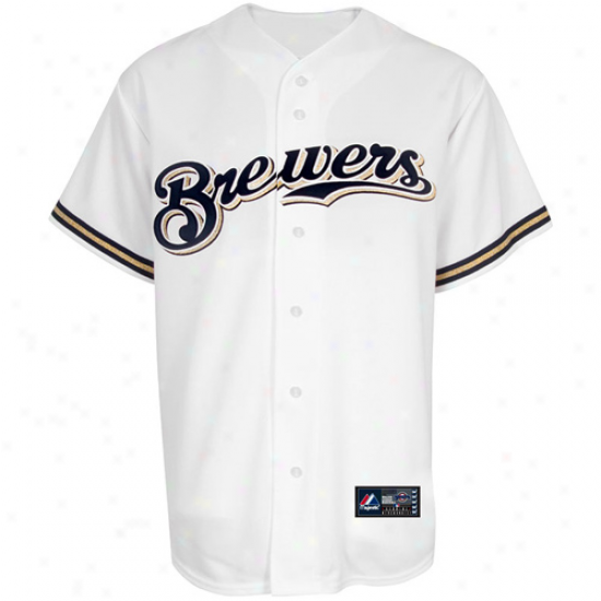 Majestic Milwaukee Brewers Youth Replica Jersey - White