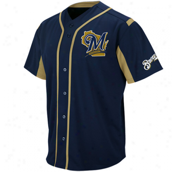 Majestic Milwaukee Brewers Youth Wind-up Jersey - Navy Blue