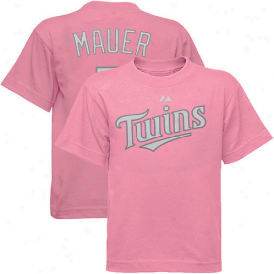 Majestic Minnesota Twins #7 Joe Mauer Preschool Pink Player T-shirt