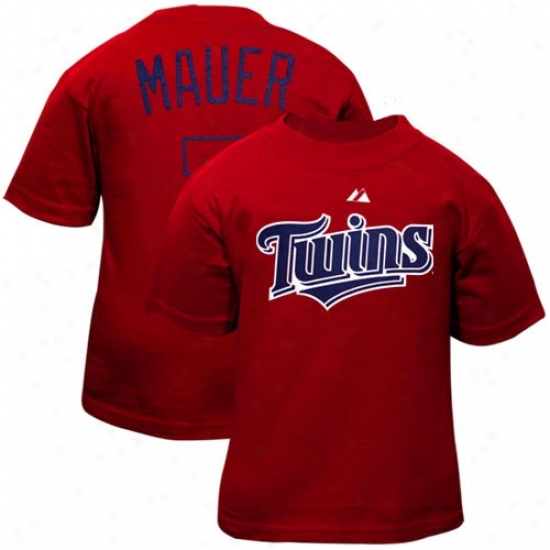 Majestic Minnesota Twins #7 Joe Mauer Toddler Red Player T-shirt