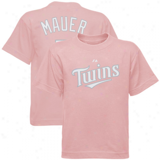 August Minnesota Twins #7 Joe Mauer Youth Girls Pink Player T-shirt