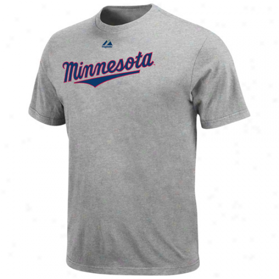 Majestic Minnesota Twins Ash Official Road Wordmark T-shirt