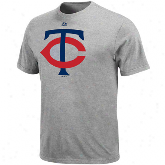 Majestic Minnesota Twins Ash Softt Density Official Logo T-shirt