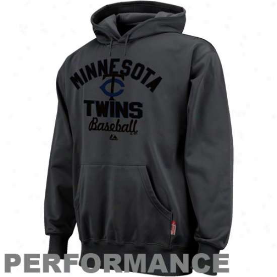 Majestic Minnesota Twins Charcoal Sharp Game Perormance Pullover Hoodie Sweatshirt