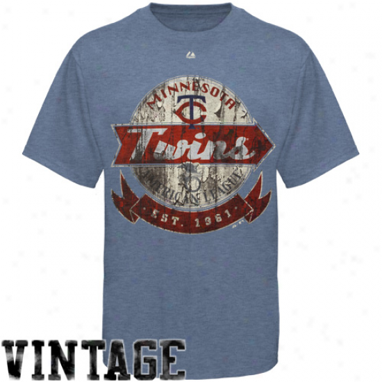 Majestic Minnesota Twins Classic Retro Vintage Heathered T-shirt - Indigo