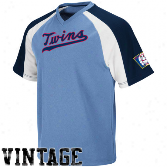 Majestic Minnesota Twins Cooperstown Pullover Jersey - Light Blue-navy Blue