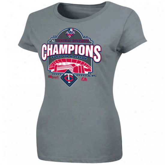 Majestic Minnesota Twins Ladies Charcoal 2010 Al Central Division Champions Official Locker Room T-shirt