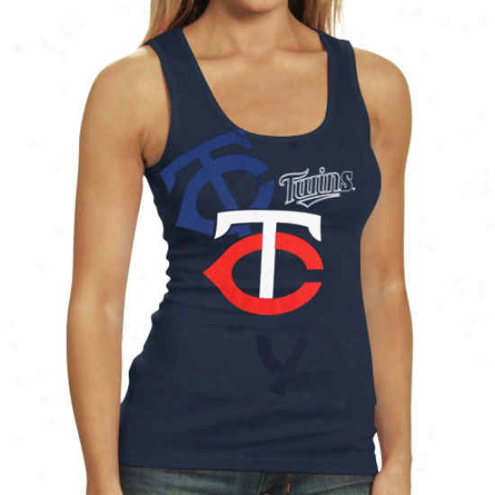 Majestic Minnesota Twins Ladies Navy Blue Pearl Tank Top