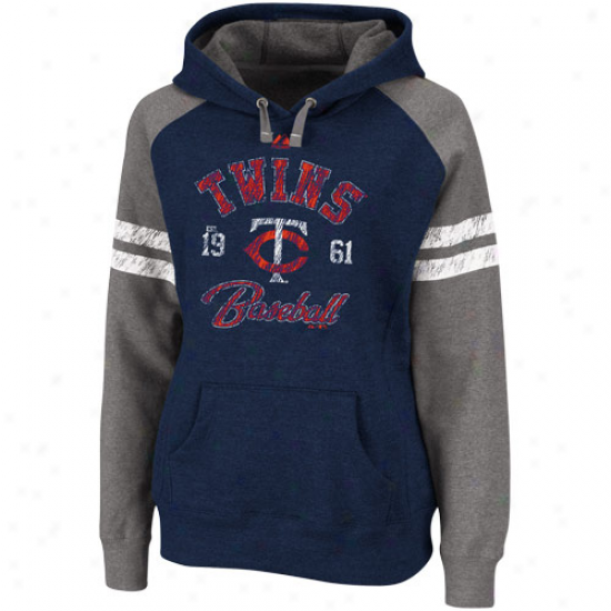 Majestic Minnesota Twins Ladies Navy Blue Ruby Pullover Hoodie Sweatshirt