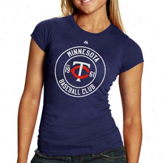 Majestic lMnnesota Twins Ladies Pro Sports Baseball Club T-shirt - Navy Blue