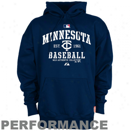 Majestic Minnesotq Twins Navt Blue Ac Classoc Therma Base Performance Hoody Sweatshirt